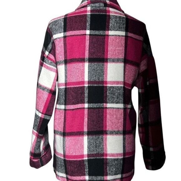 Women's Pink Plaid Flannel Oversize Shacket Size XS - Picture 3 of 5